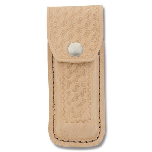 Basketweave Folding Knife Leather Sheath Natural 1