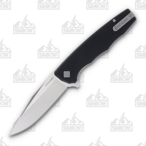 Ocaso Knives Strategy Black Folding Knife 3.5in Satin Clip Point Blade
