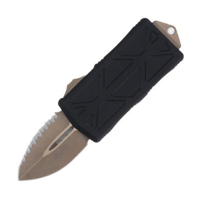 Microtech Exocet OTF Automatic Knife Serrated Bronze D/E Black