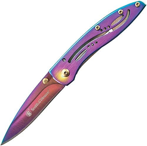 Smith & Wesson Pink Rainbow Small Framelock Folding Knife