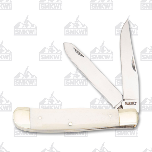 Marble's White Smooth Bone Trapper Folding Knife