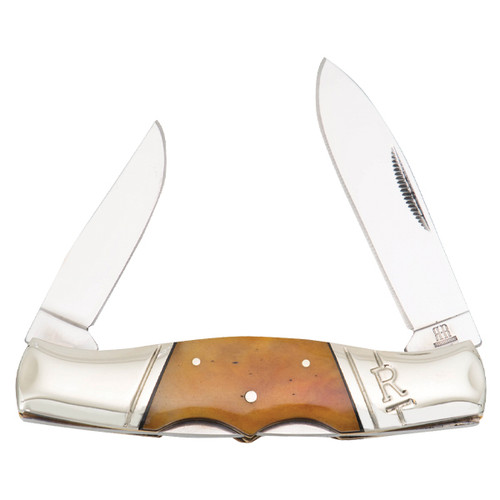Rough Ryder Amber Smooth Bone Double Lockback Folding Knife RR1897