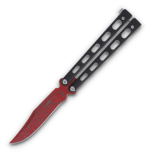 Bear & Son Widow Series 3" Black & Red Butterfly Knife BRW113B