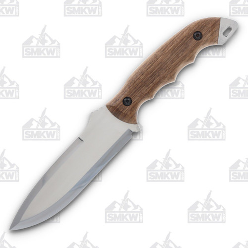 BPS Knives Bushcraft Finger Grooved Walnut Fixed Blade Knife