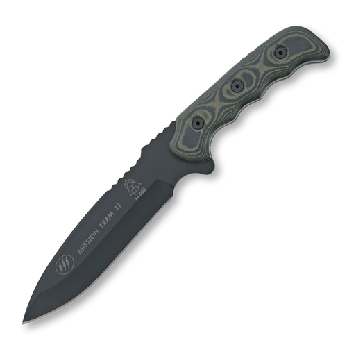 Tops Knives Mission Teams 21 Fixed blade BLACK GREEN MICARTA PLAIN