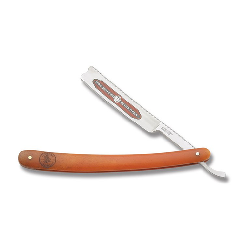 Marble's Orange Smooth Bone Straight Razor Folding Knife