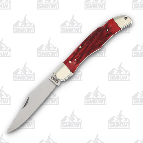 Marble's Red Jigged Bone Folding Hunter Pocket Knife