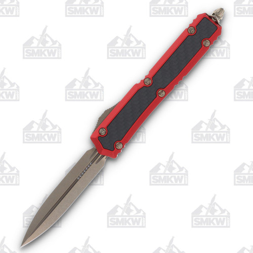 Microtech Makora Signature Series Out-the-Front Automatic Knife (D/E Bronze | Red Carbon Fiber)