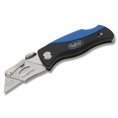 Sheffield Utility Knife with Blue and Black Composition Handle