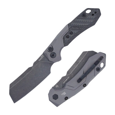 Kershaw Launch 14 OTS Auto Folding Knife Gray - 3.37in Cleaver Blackwash Plain