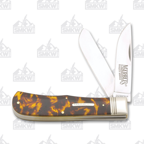 Marbles Imitation Tortoise Shell Jumbo Trapper 3.62in Folding Knife