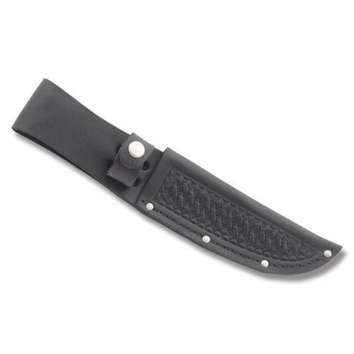 Black Leather Basketweave 5 Inch Straight Knife Belt Sheath