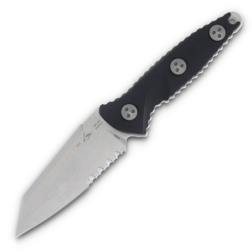 Microtech SOCOM Alpha Mini Warcom Fixed Blade Knife (P/S Stonewash | Black G-10)