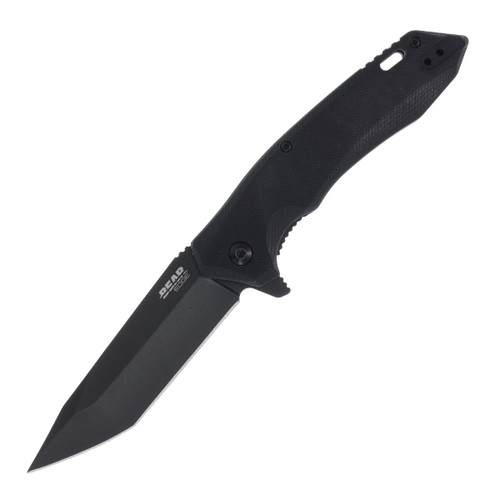 Bear Edge Sideliner Spring-Assisted Folding Knife (4.5" Tanto   Black G-10)