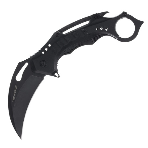 Tac-Force Spring-Assisted Linerlock Karambit Folding Knife (All Black)