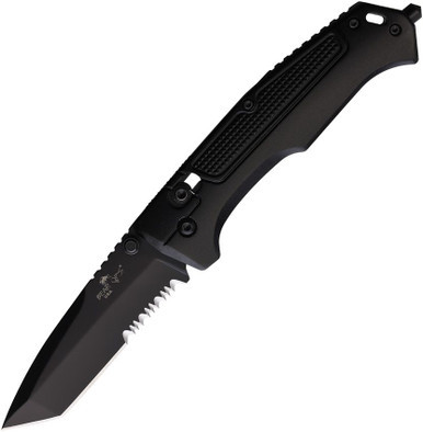 Bear OPS Rancor IV Folding Knife All Black Partially Serrated Sandvik Tanto 