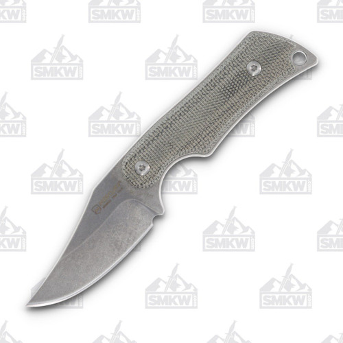 Mercury Kali Fixed Blade Knife N690 Stonewash Clip Point Blade Green Canvas Micarta Handle