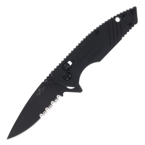 Bear & Son Bear OPS Rancor IX 2.25 Inch Serrated Black Drop Point Open