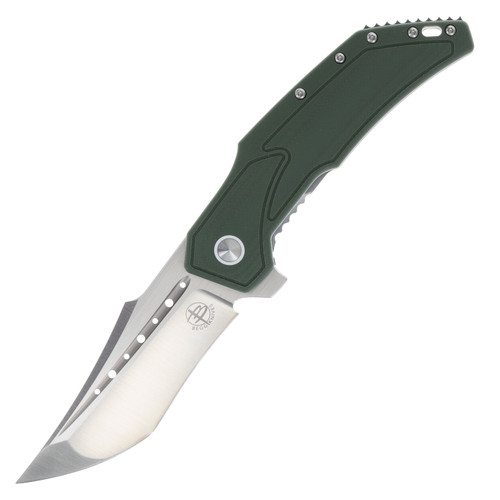 Begg Knives Astio Folding Knife OD Green 3.5in D2 Satin Recurve Tanto