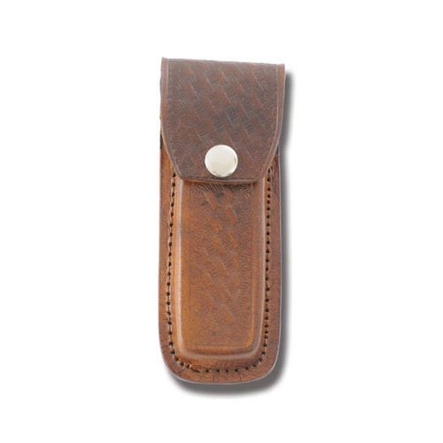 Basketweave Leather Folding Knife Sheath Brown