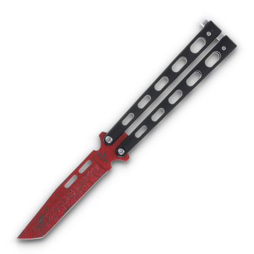 Bear & Son 5" Butterfly Knife Red Widow Tanto Black