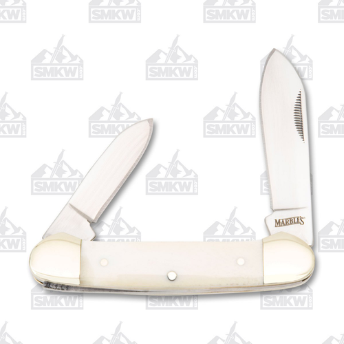 Marble's White Smooth Bone Canoe Folding Knife
