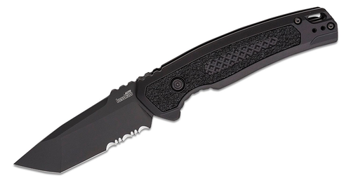 Kershaw Launch 16 Automatic Knife (Serrated  Black Aluminum Handle)