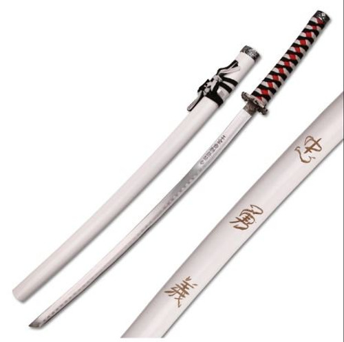 Samurai Sword with Black and White Cord Wrapped Handle
