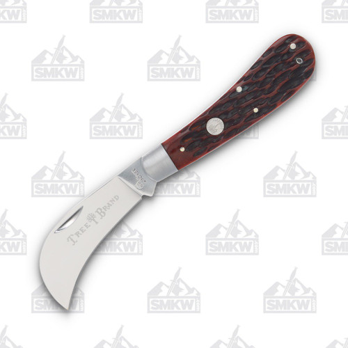 Boker Traditional Series 2.0 Hawkbill Folding Knife Brown Jigged Bone Front Open 1