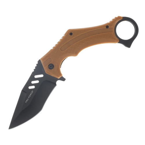 Tac Force Spring-Assisted Linerlock Folding Knife Black 3Cr13/Brown MCTF1044BR