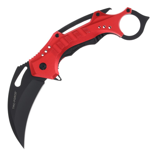 Tac-Force Spring-Assisted Karambit Folding Knife Black and Red