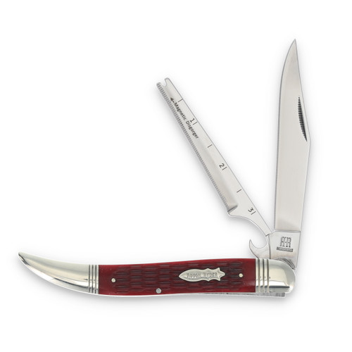 Rough Ryder Red Jigged Bone Folding Fish Knife RR1401
