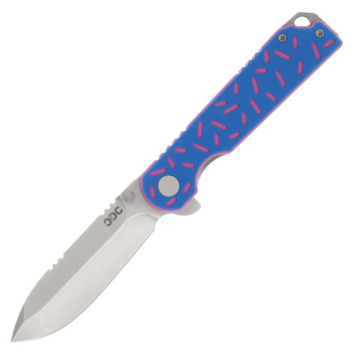 Crispy Donut Community Chicago Framelock Folding Knife (Titanium and Blue G-10 with Pink Sprinkles)