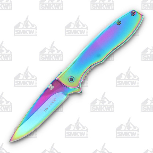 Tac-Force Iridescent Titanium Spring Assisted Pocket Knife Multicolor  Coating