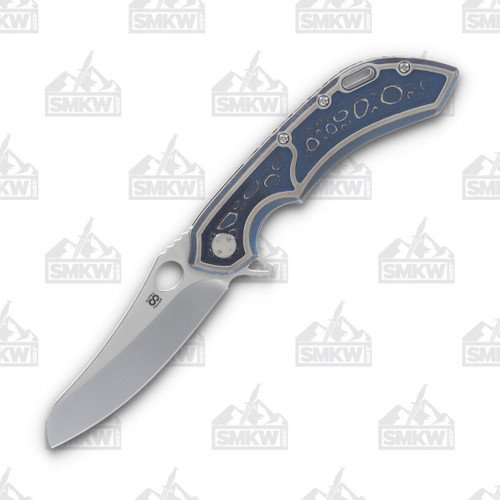 Olamic Wayfarer 247 Folding Knife T-113M Mouflon (Blue Cratered Seabed  Satin Frame Story)