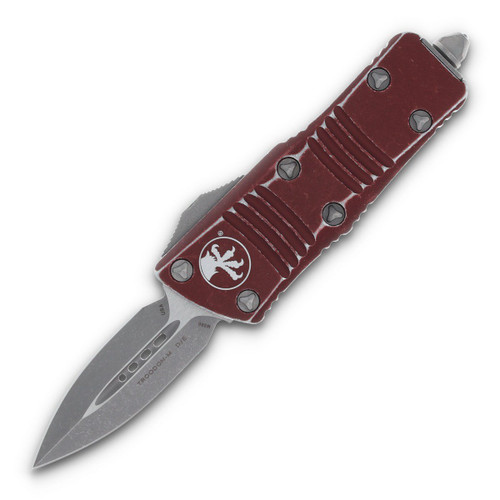 Microtech Mini Troodon Out-The-Front Automatic Knife (D/E Stonewash | Distressed Merlot)