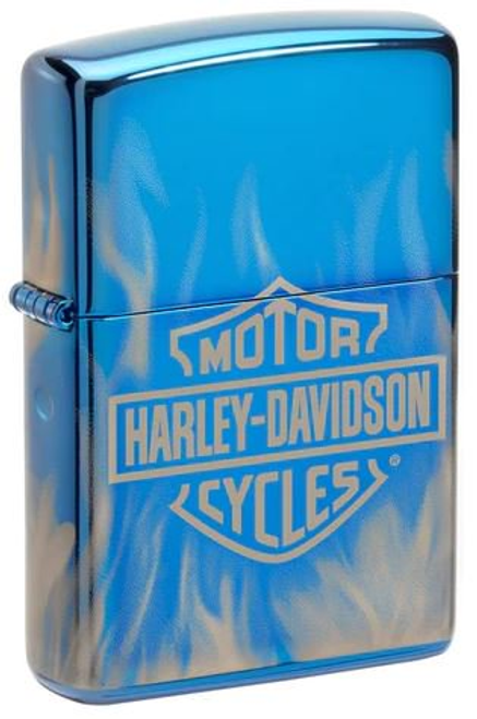 Zippo Harley Davidson Lighter High Polish Blue Laser Engraved