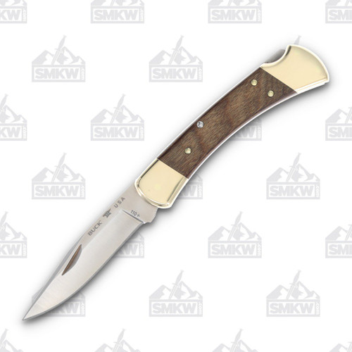 Buck 110 Folding Hunter Knife (SMKW Exclusive Special Build-Out with Burgundy Leather Sheath)