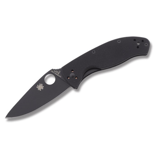 Spyderco Tenacious All Black Folding Knife Plain Edge