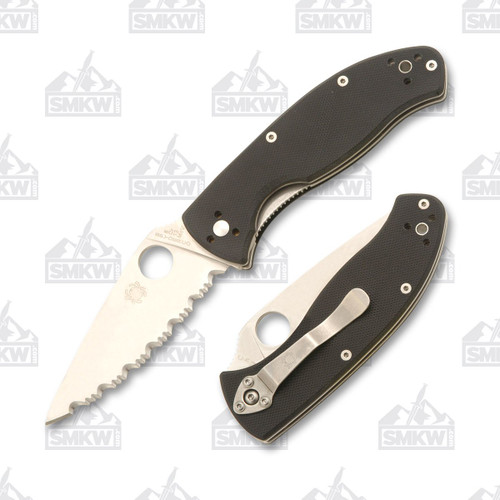 Spyderco Tenacious Folding Knife Serrated Black G-10