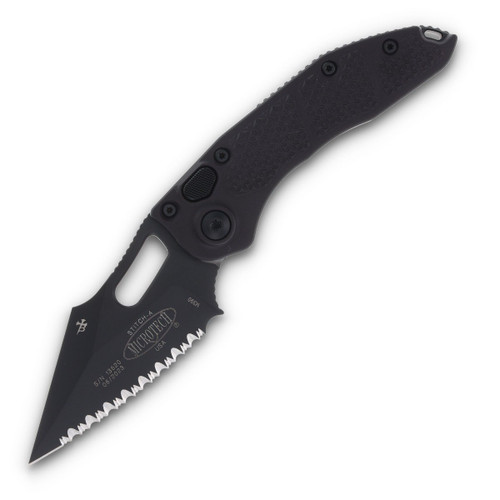 Microtech Stitch Out-The-Side Automatic Knife (S/E Black F/S | Tactical)