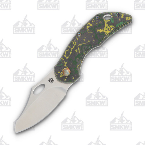 Olamic Busker Semper Framelock Folding Knife 012-S (Satin Magnacut  Toxic Storm FatCarbon/Neontropic)