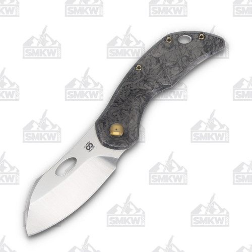 Olamic Busker Largo Framelock Folding Knife 025-L (Satin Magnacut  Dark Matter FatCarbon/Frosty Bronze)