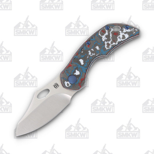 Olamic Busker Semper Framelock Folding Knife 007-S (Satin Magnacut  Nebula FatCarbon/Frosty)