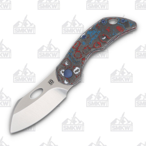 Olamic Busker Largo Framelock Folding Knife 020-L (Satin Magnacut  Nebula FatCarbon/Frosty Titanium)