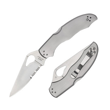 Spyderco Harrier 2 Stainless Folding Knife 3.39in Partially Serrated Blade