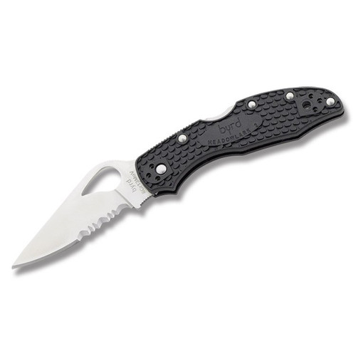 Spyderco Byrd Meadowlark 2 Folding Knife Partially Serrated Black FRN