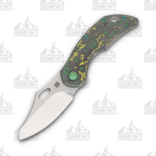 Olamic Busker Semper Framelock Folding Knife F-010S (Satin Magnacut  Toxic Storm FatCarbon/Green Seabed)