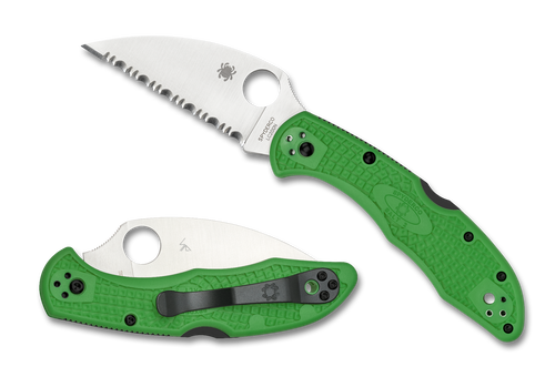 Spyderco Salt 2 Lightweight Folding Knife Serrated Wharncliffe Green