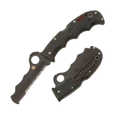 Spyderco Assist Folding Rescue Knife 3.68in Serrated Black Sheepsfoot